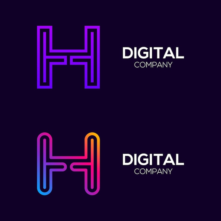 Vector resumen letra h logotipo colorido con tecnología de tres líneas y concepto de enlace de conexión digital