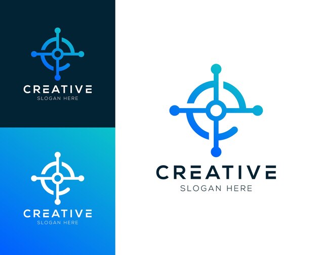 Resumen Letra inicial E y tecnología logotipo diseño ilustración vectorial