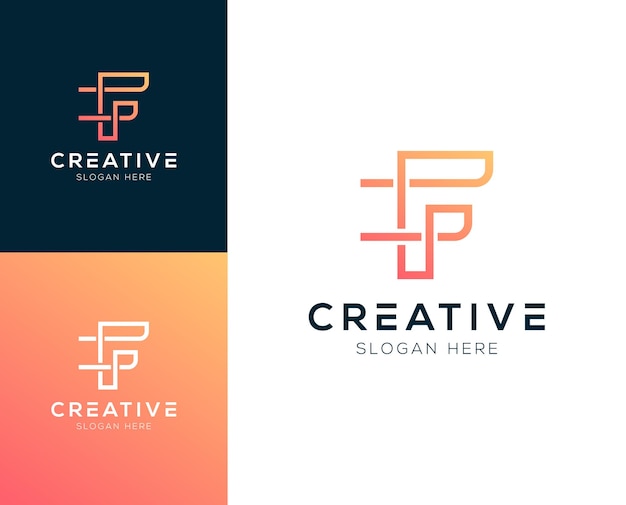Resumen La letra inicial F con la ilustración vectorial del diseño del logotipo Fintech