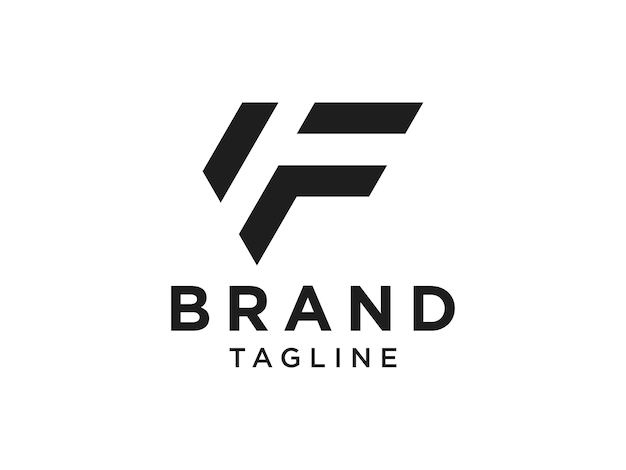 Resumen Letra inicial F Logotipo Línea negra Estilo redondeado aislado sobre fondo blanco.