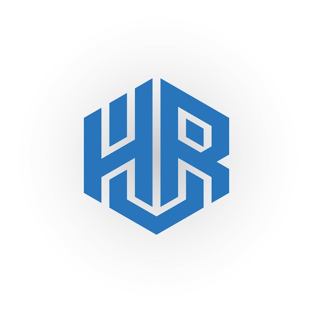 Resumen Letra inicial HR o RH logotipo línea minimalista arte monograma forma hexagonal logotipo en color azul