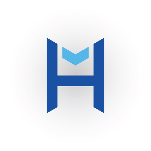 Resumen de la letra inicial MH o HM Diseño del logotipo Ilustración vectorial en color azul