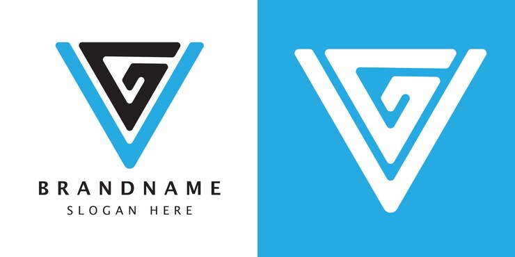Vector resumen letra inicial vg y gv forma del logotipo estilo de recorte aislado en doble fondo