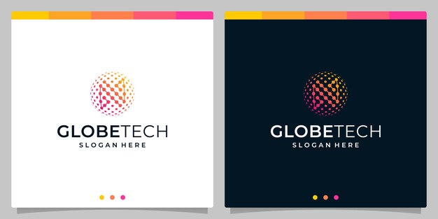 Resumen de la letra N inicial del logotipo de inspiración con estilo de tecnología de globo y color degradado. Vector premium