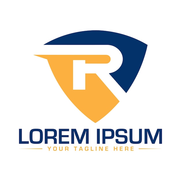 Resumen de la letra R con icono de logotipo de punto elementos de plantilla de diseño abstracto