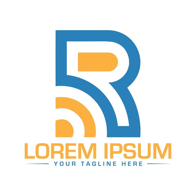 Resumen de la letra R con icono de logotipo de punto elementos de plantilla de diseño abstracto