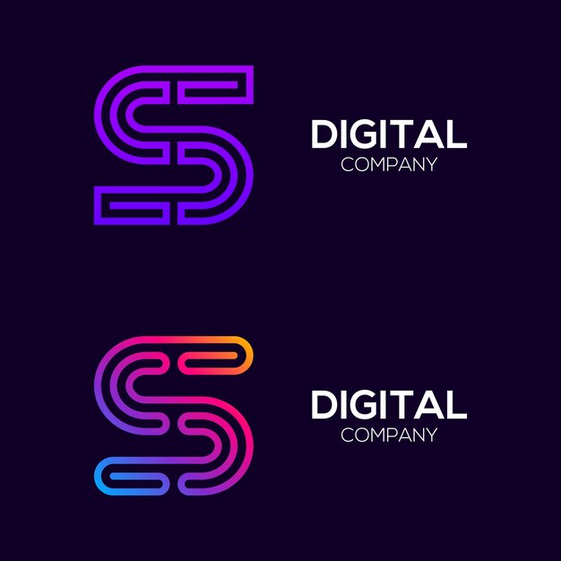 Resumen Letra S Logotipo colorido con tecnología de tres líneas y concepto de enlace de conexión digital