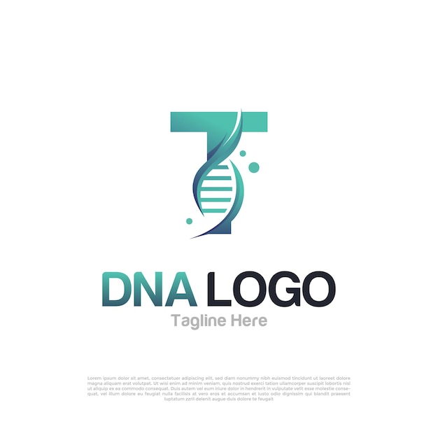 Resumen de la letra T y el logotipo del vector de ADN