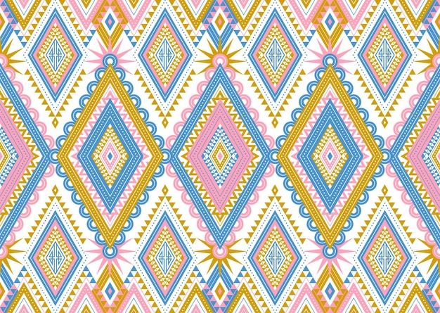 Resumen lindo color geométrico tribal étnico ikat folklore argyle oriental nativo patrón tradicional diseño para fondo alfombra papel tapiz ropa tela envoltura impresión batik folk tejer rayas vector