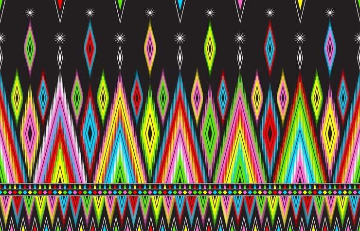 Vector resumen lindo color geométrico tribal étnico ikat folklore argyle oriental nativo patrón tradicional diseño para fondo alfombra papel tapiz ropa tela envoltura impresión batik folk tejer rayas vector
