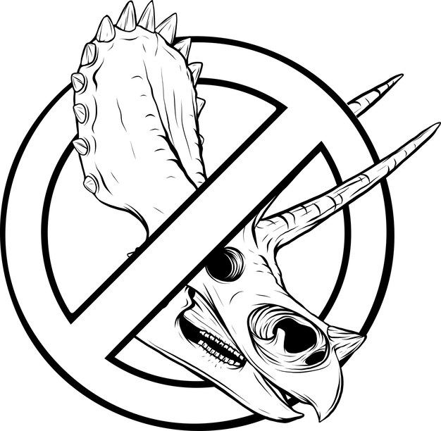 Resumen Línea Negra Dinosaurio Triceratops Cráneo