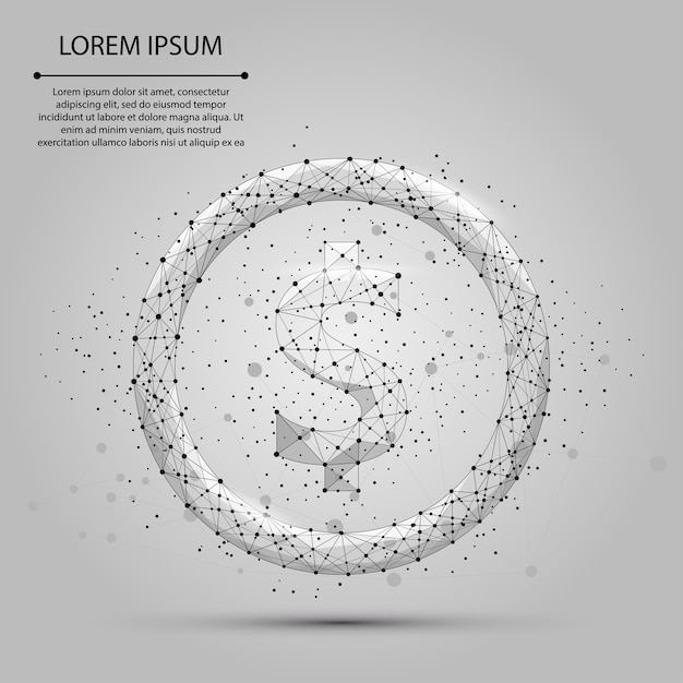 Resumen línea de puré y punto signo de dólar. ilustracion de negocios Moneda poligonal baja poli