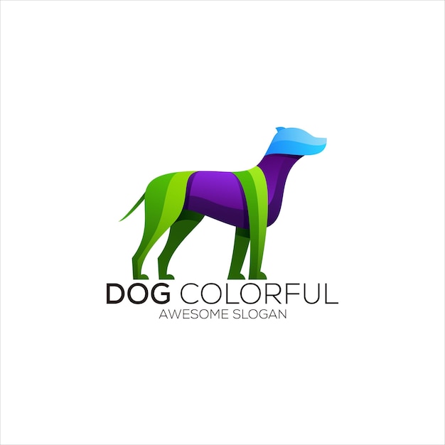 Vector resumen de logo colorido degradado de perro