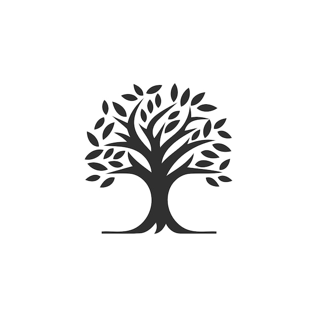 Vector resumen logotipo del árbol de la vida símbolo de la naturaleza orgánica rama de árbol con signo de hoja diseño de plantas naturales