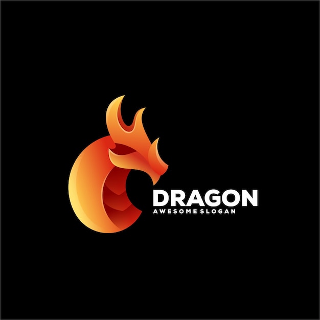 Resumen de logotipo de ilustración colorida degradado de dragón