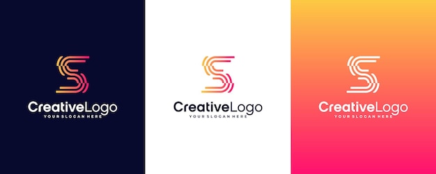 Resumen Logotipo de la letra inicial S en concepto lineal para la tecnología empresarial
