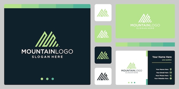 Resumen de logotipo de montaña creativa con diseño de logotipo inicial letra N y S. Vector premium