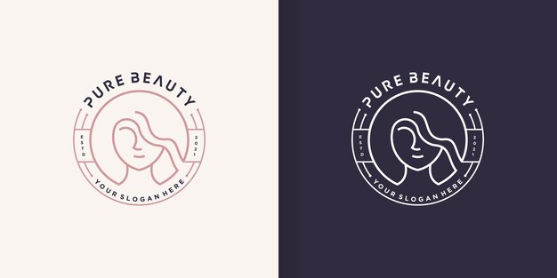 Resumen de logotipo de mujer con concepto de línea creativa vector premium parte 1