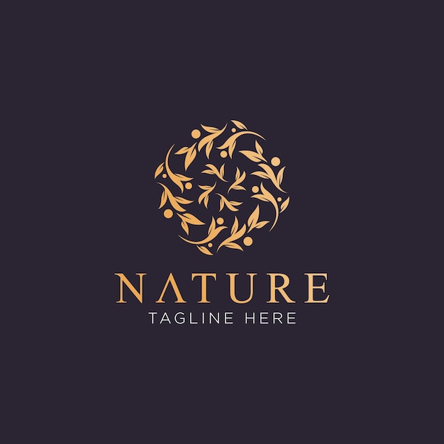 Resumen de logotipo de naturaleza con elegante adorno floral