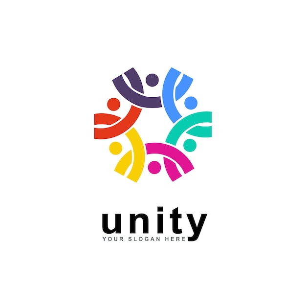 Resumen del logotipo unidad y unión de las personas sociales equipo social