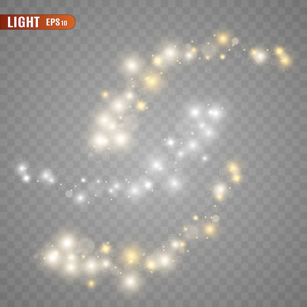 Resumen luces luminosas aisladas sobre fondo transparente. Efecto de luz.