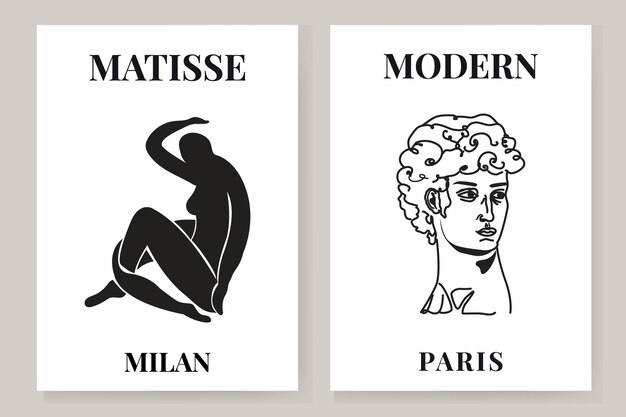 Resumen Matisse Art Set Estética Arte moderno Arte minimalista Ilustración Vector Póster Postal