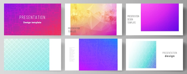 El resumen minimalista del diseño editable de las diapositivas de presentación diseña plantillas comerciales. Patrón geométrico abstracto con colorido fondo empresarial degradado.