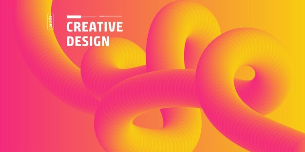 Resumen Modelo vectorial de diseño creativo de remolinos amarillos rosados