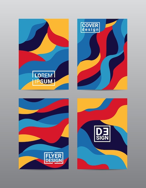 Resumen moderno cubre diseño de plantilla de diseño 4 conjunto de ilustraciones.