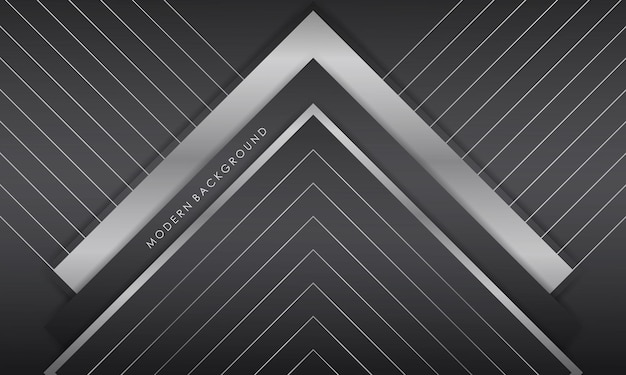 Resumen moderno negro y gris con fondo de color plata