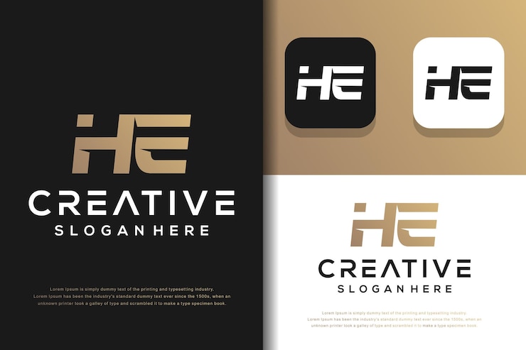 Vector resumen monograma letra he diseño de logotipo