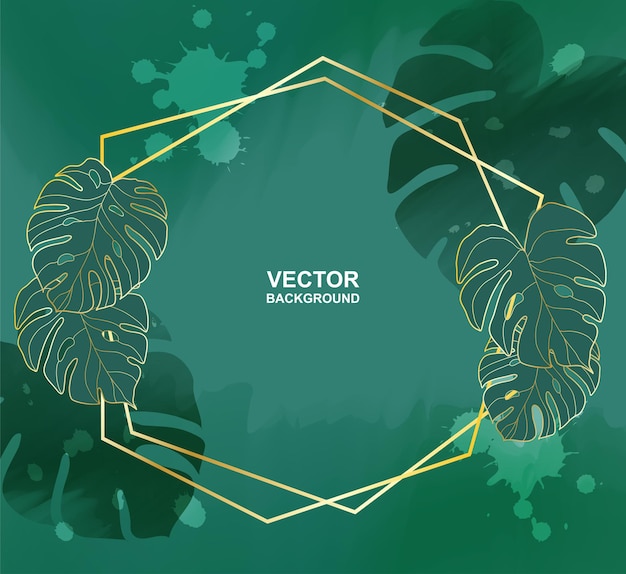 Resumen Monstera deja planta fondo tropical Pincel verde estilo acuarela Vector