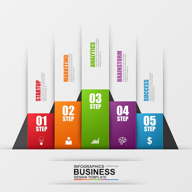 Resumen negocio digital 3d infografía. puede ser utilizado para el proceso de flujo de trabajo, escalera de negocios