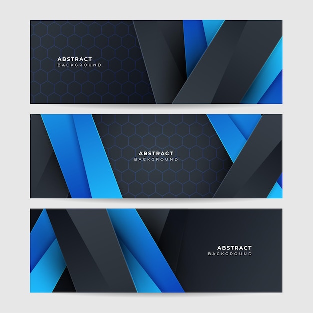 Resumen negro azul metálico carbono neutral superposición luz hexágono malla diseño moderno lujo futurista tecnología fondo Juego tecnología amplia banner vector ilustración