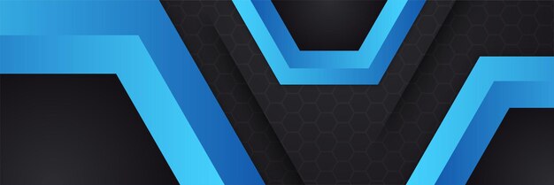 Resumen negro azul metálico carbono neutral superposición luz hexágono malla diseño moderno lujo futurista tecnología fondo Juego tecnología amplia banner vector ilustración