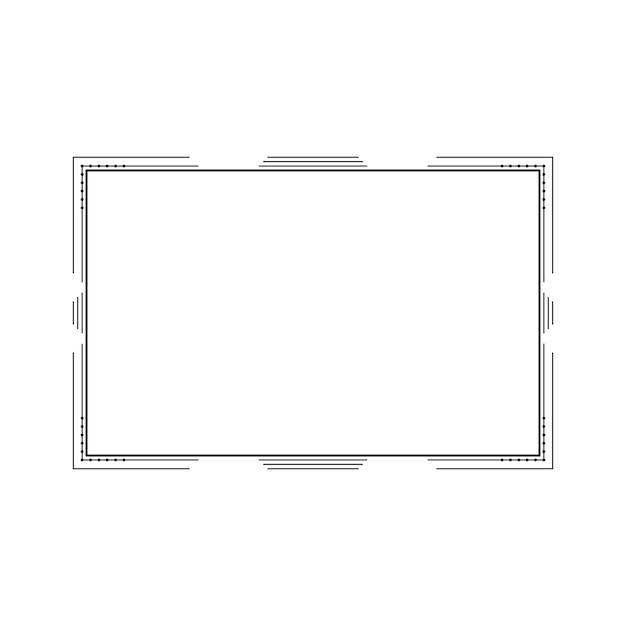 Resumen negro línea simple marco rectangular garabato contorno elemento vector diseño estilo boceto