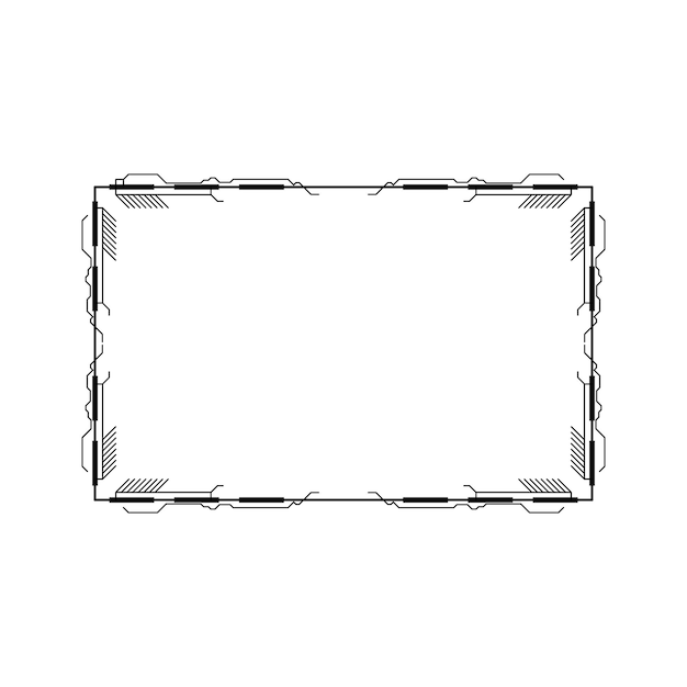 Resumen negro línea simple marco rectangular garabato contorno elemento vector diseño estilo boceto