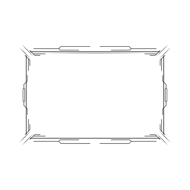 Resumen negro línea simple marco rectangular garabato contorno elemento vector diseño estilo boceto