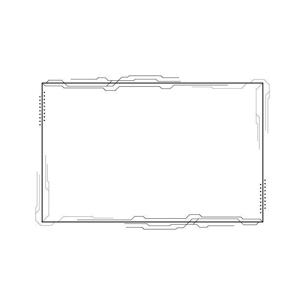 Resumen negro línea simple marco rectangular garabato contorno elemento vector diseño estilo boceto