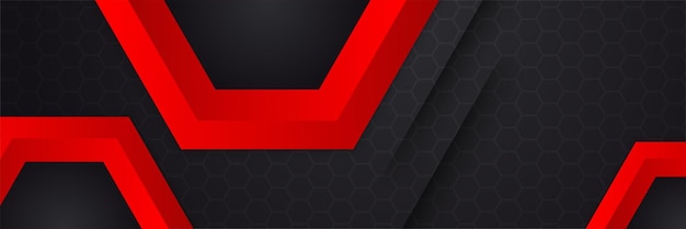 Resumen negro rojo metálico carbono neutral superposición luz hexágono malla diseño moderno lujo futurista tecnología fondo Juego tecnología amplia banner vector ilustración