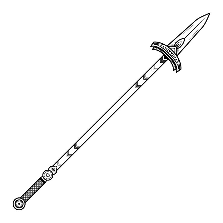 Vector resumen negro simple línea lanza arma garabato contorno elemento vector diseño estilo boceto aislado