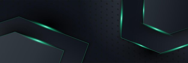 Resumen negro verde metálico carbono neutral superposición luz hexágono malla diseño moderno lujo futurista tecnología fondo Juego tecnología amplia banner vector ilustración