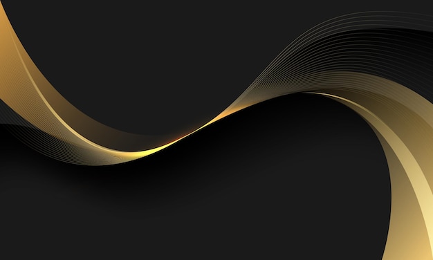 Resumen oro curva onda gris metálico negro espacio diseño moderno lujo futurista fondo vector