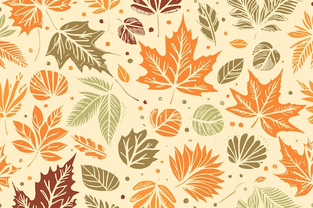 Resumen otoño dibujado a mano follajes textura patrón doodle vector ilustración