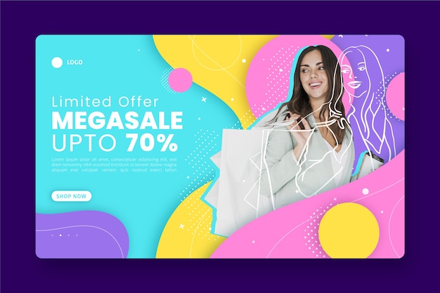 Resumen página de aterrizaje de ventas con foto