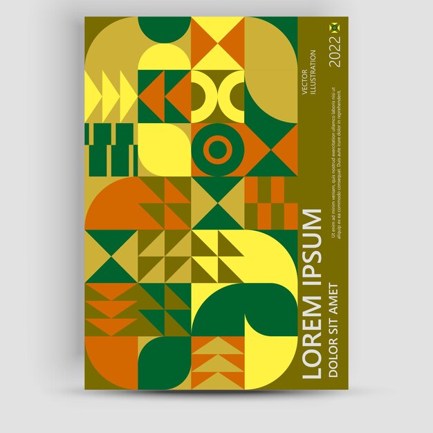 Resumen patrón geométrico Bauhaus fondo vector circletriangle y líneas cuadradas color art designVertical mosaico