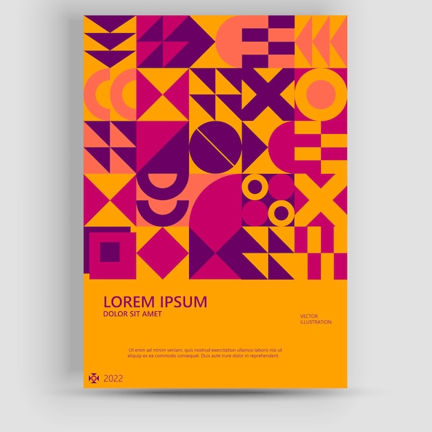 Resumen patrón geométrico Bauhaus fondo vector circletriangle y líneas cuadradas color art designVertical mosaico