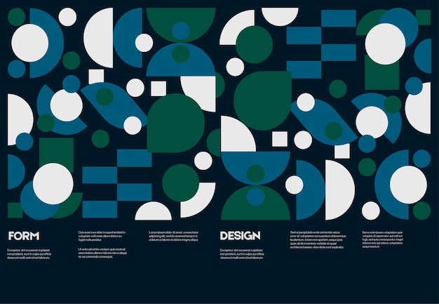 Resumen patrón geométrico Bauhaus fondo vector círculo triángulo y líneas cuadradas color diseño de arte