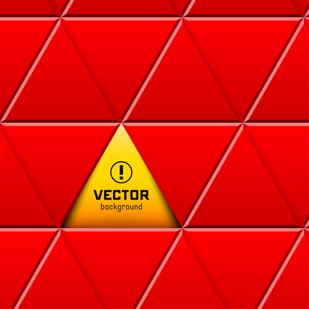 Vector resumen patrón triangular rojo con cartel amarillo