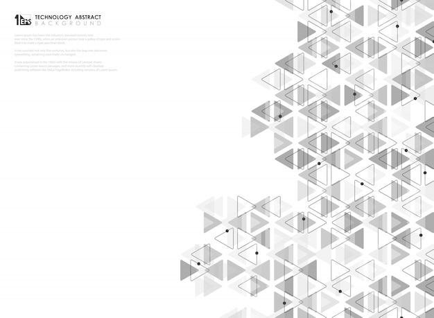 Resumen patrón de triángulos grises para el tema de la tecnología de arte.
